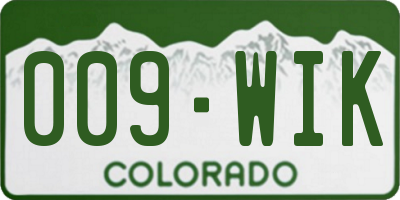 CO license plate 009WIK