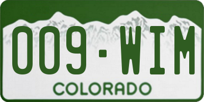 CO license plate 009WIM