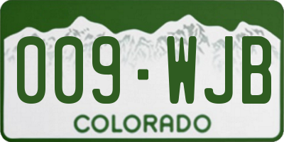CO license plate 009WJB