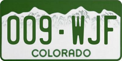 CO license plate 009WJF