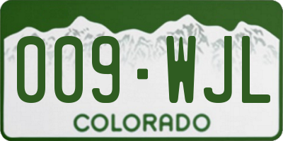 CO license plate 009WJL