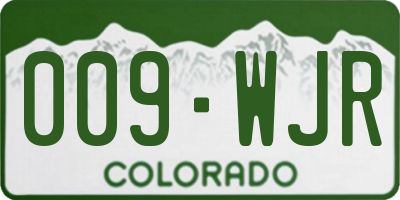 CO license plate 009WJR