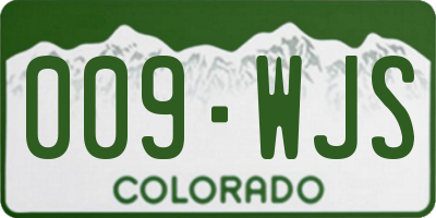 CO license plate 009WJS
