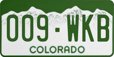 CO license plate 009WKB