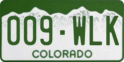 CO license plate 009WLK