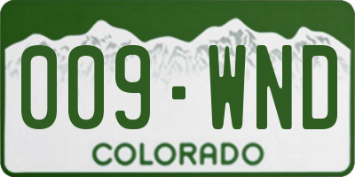 CO license plate 009WND