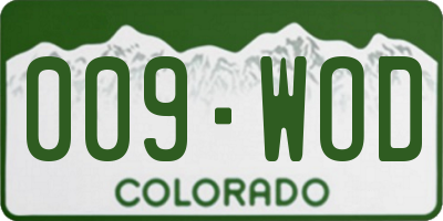 CO license plate 009WOD