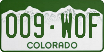 CO license plate 009WOF
