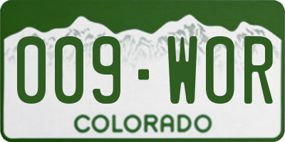 CO license plate 009WOR