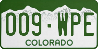 CO license plate 009WPE