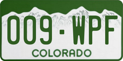CO license plate 009WPF