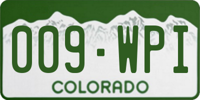 CO license plate 009WPI