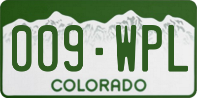 CO license plate 009WPL