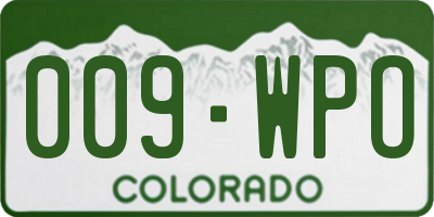 CO license plate 009WPO