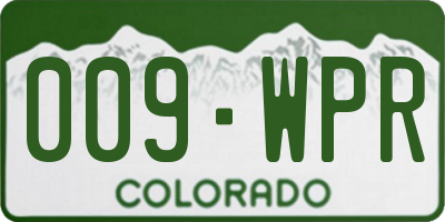 CO license plate 009WPR