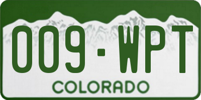 CO license plate 009WPT