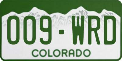 CO license plate 009WRD
