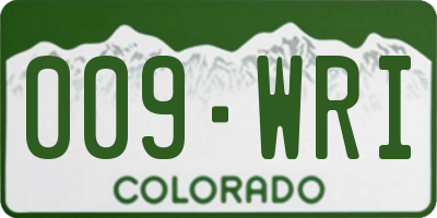 CO license plate 009WRI