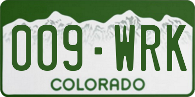 CO license plate 009WRK