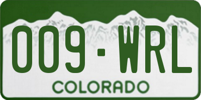 CO license plate 009WRL