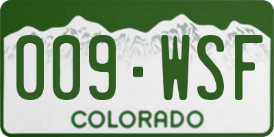 CO license plate 009WSF