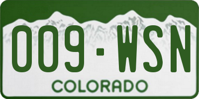 CO license plate 009WSN