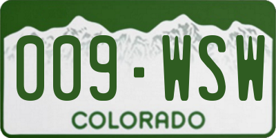 CO license plate 009WSW
