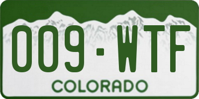 CO license plate 009WTF