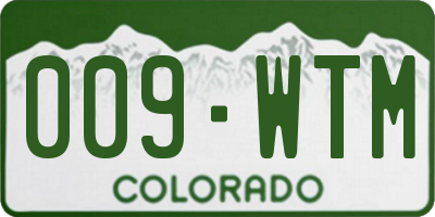CO license plate 009WTM