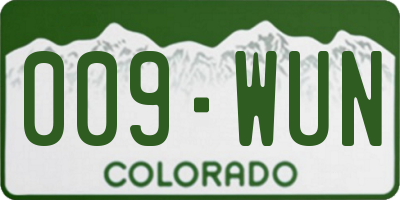 CO license plate 009WUN