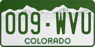 CO license plate 009WVU