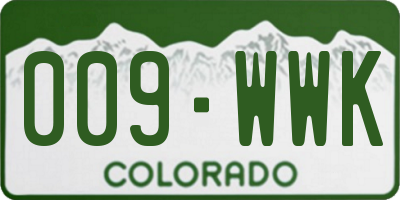 CO license plate 009WWK