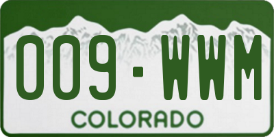 CO license plate 009WWM