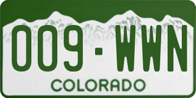 CO license plate 009WWN