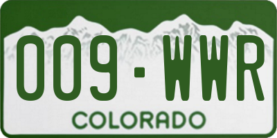 CO license plate 009WWR