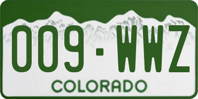CO license plate 009WWZ