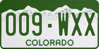 CO license plate 009WXX
