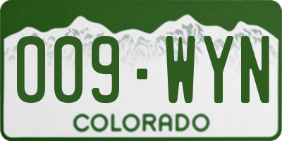 CO license plate 009WYN