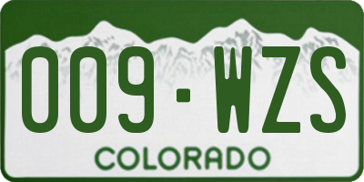 CO license plate 009WZS