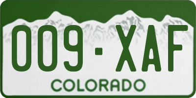 CO license plate 009XAF