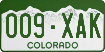 CO license plate 009XAK