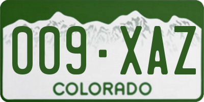 CO license plate 009XAZ