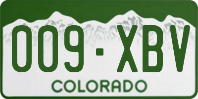 CO license plate 009XBV