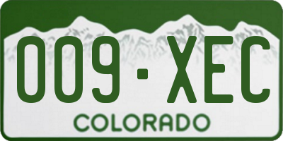 CO license plate 009XEC