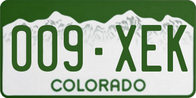 CO license plate 009XEK