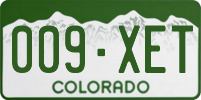 CO license plate 009XET
