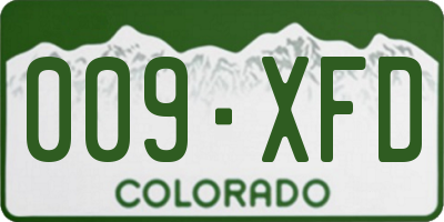 CO license plate 009XFD