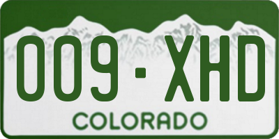 CO license plate 009XHD