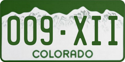 CO license plate 009XII