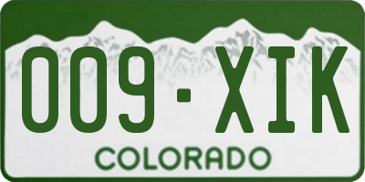 CO license plate 009XIK